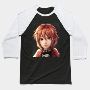 Red Hair Anime Girl Baseball T-Shirt