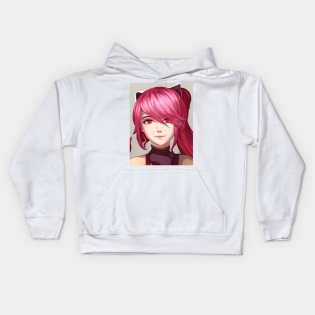 Red Hair Anime Girl Kids Hoodie by animegirlnft