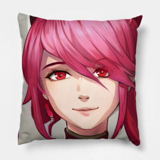 Red Hair Anime Girl Pillow