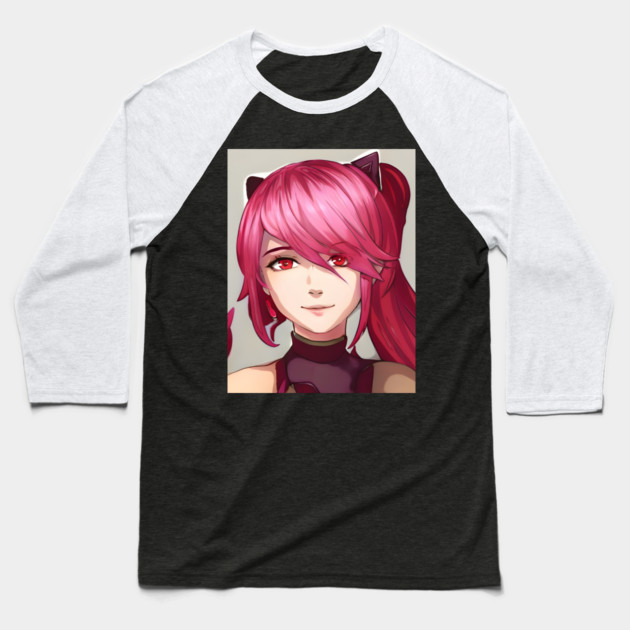 Red Hair Anime Girl Baseball T-Shirt by animegirlnft