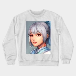 Grey Hair Anime Girl Crewneck Sweatshirt