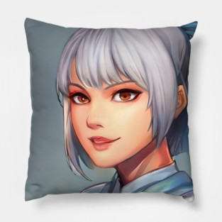 Grey Hair Anime Girl Pillow