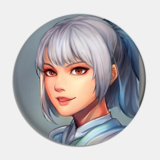 Grey Hair Anime Girl Pin