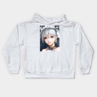 Grey Hair Anime Girl Kids Hoodie
