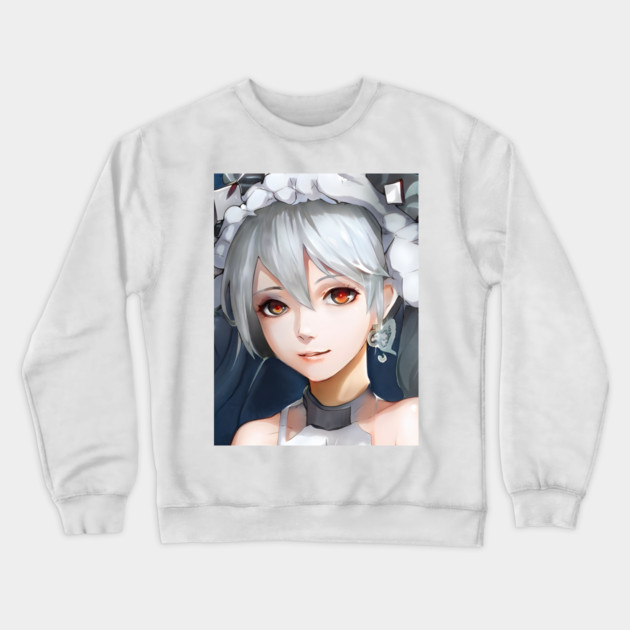 Grey Hair Anime Girl Crewneck Sweatshirt by animegirlnft