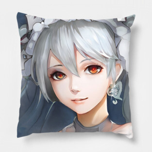 Grey Hair Anime Girl Pillow