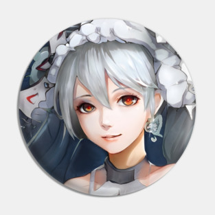 Grey Hair Anime Girl Pin
