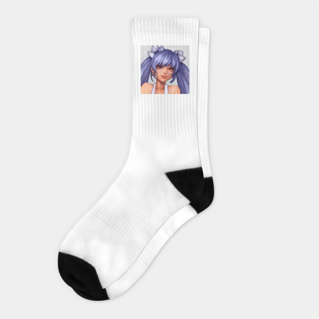 Blue Hair Anime Girl Socks by animegirlnft
