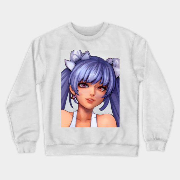 Blue Hair Anime Girl Crewneck Sweatshirt by animegirlnft