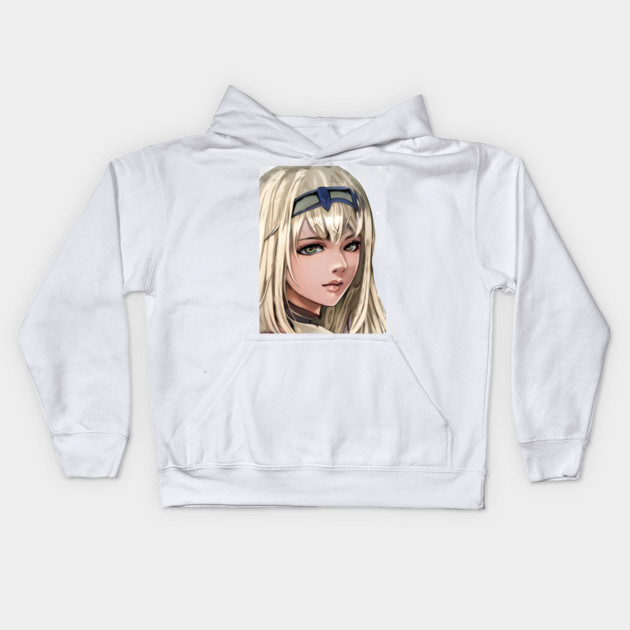 Blonde Hair Anime Girl Kids Hoodie by animegirlnft