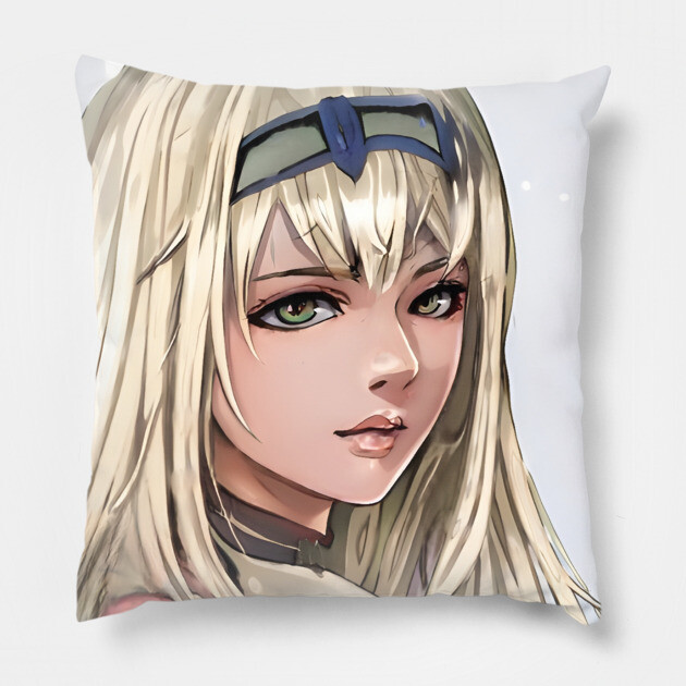 Blonde Hair Anime Girl Pillow by animegirlnft