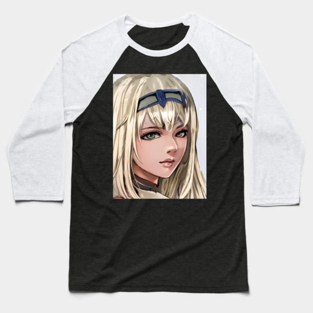 Blonde Hair Anime Girl Baseball T-Shirt by animegirlnft