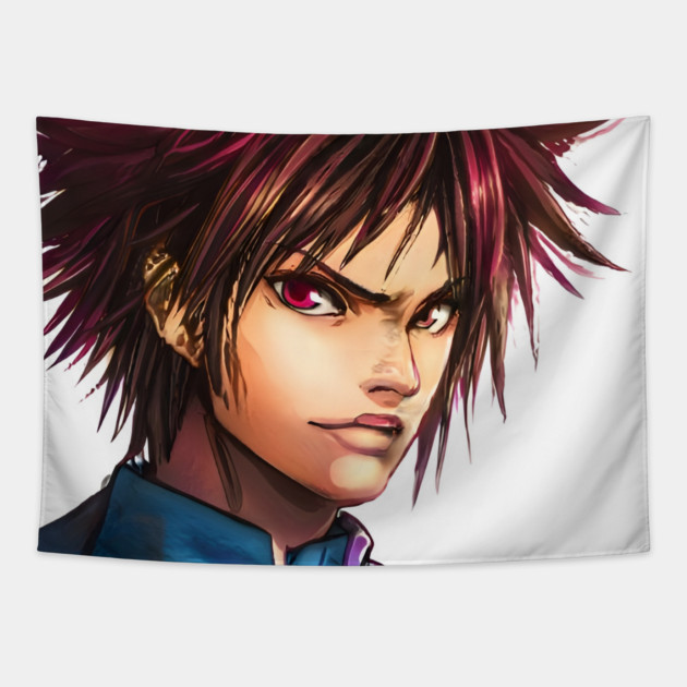 Brown Hair Anime Boy Tapestry by animegirlnft