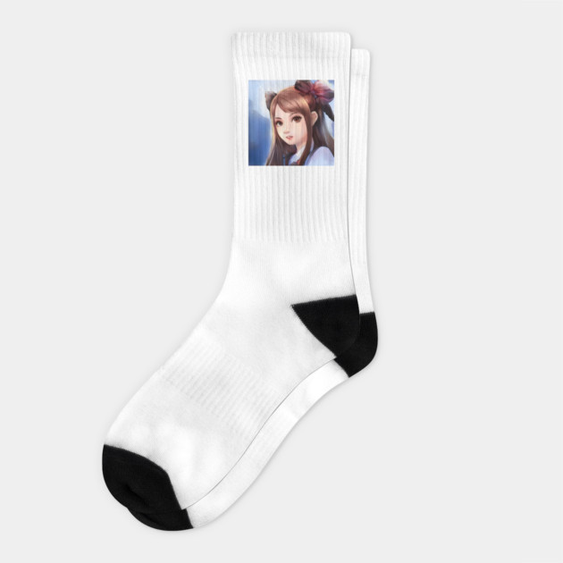 Brown Hair Anime Girl Socks by animegirlnft
