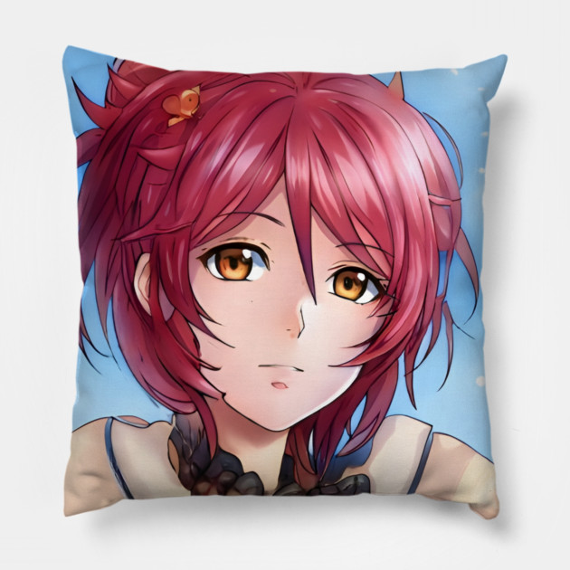 Red Hair Anime Girl Pillow by animegirlnft