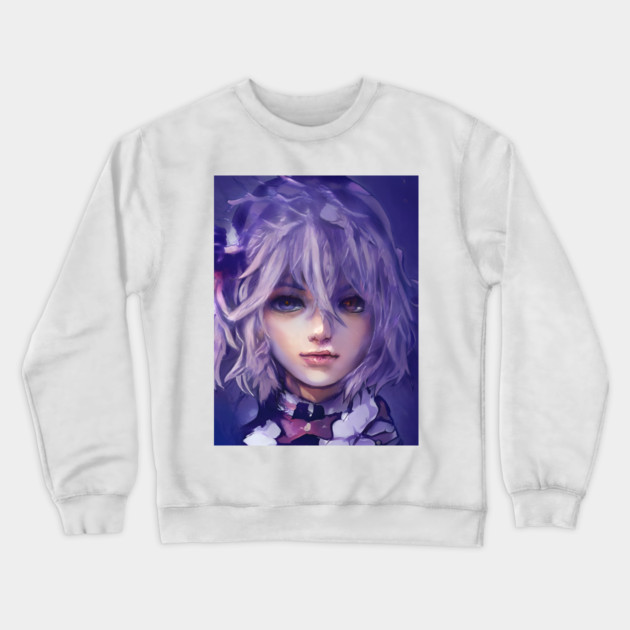 Purple Hair Anime Girl Crewneck Sweatshirt by animegirlnft