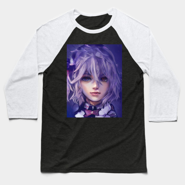 Purple Hair Anime Girl Baseball T-Shirt by animegirlnft