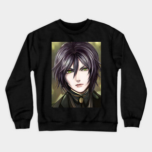 Black Hair Emo Anime Boy Crewneck Sweatshirt