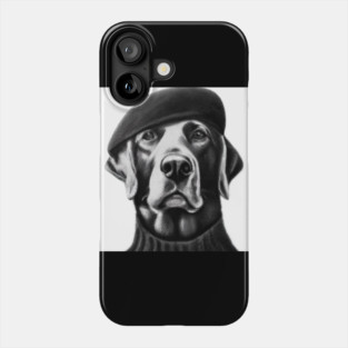 Labrador Retriever dog wearing a Beret and Black Turtleneck Phone Case