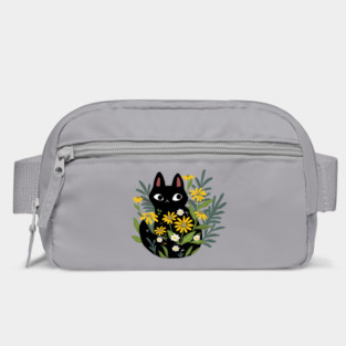 Black Cat In The Flowers Bag