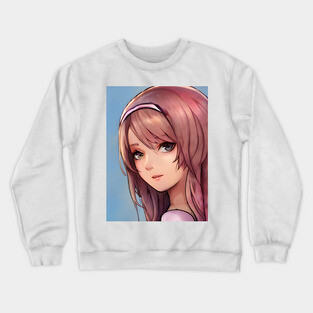 Light Brown Hair Anime Girl Crewneck Sweatshirt