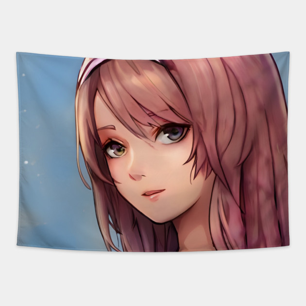 Light Brown Hair Anime Girl Tapestry by animegirlnft