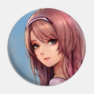 Light Brown Hair Anime Girl Pin
