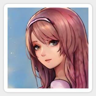 Light Brown Hair Anime Girl Sticker