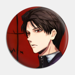 Dark Brown Hair Emo Anime Boy Pin