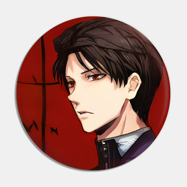 Dark Brown Hair Emo Anime Boy Pin by animegirlnft