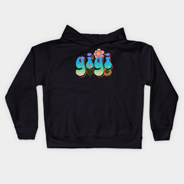 Retro Gigi Floral Gift Kids Hoodie by The WYLD Tribe