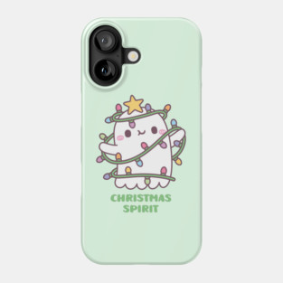 Funny Christmas Spirit, Cute Ghost With Christmas Lights Phone Case