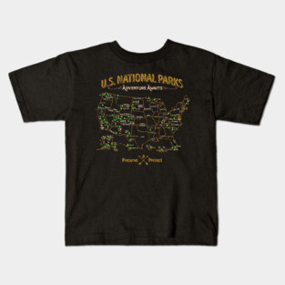 'National Park Map Vintage' Camping Natinonal Park Map Kids T-Shirt