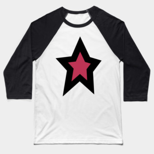 Viva Magenta Star Thick Black Line Baseball T-Shirt