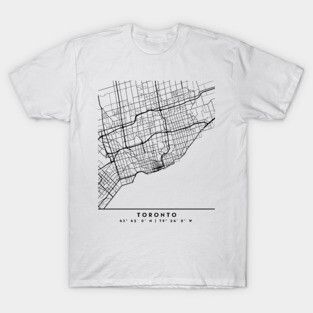 TORONTO CANADA BLACK CITY STREET MAP ART T-Shirt