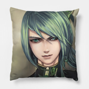 Green Hair Anime Boy Pillow