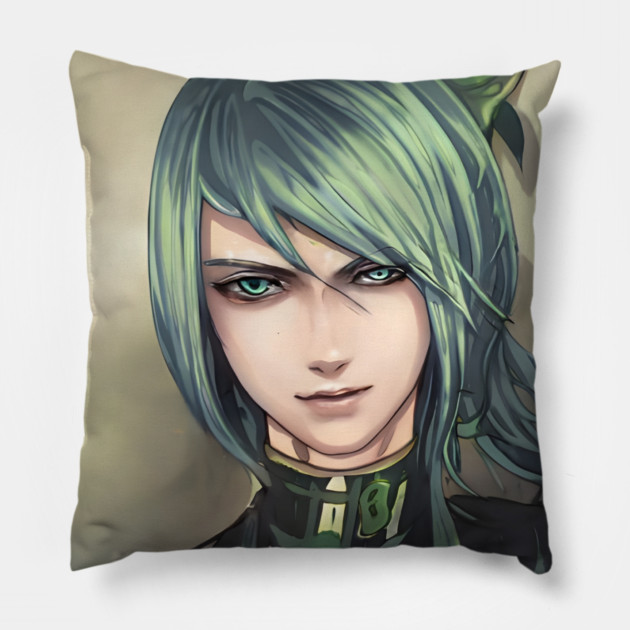 Green Hair Anime Boy Pillow by animegirlnft
