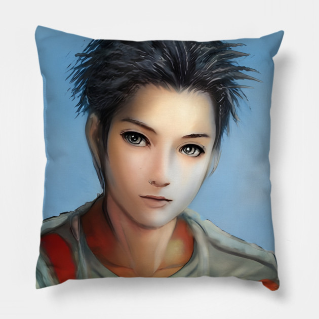 Black Hair Anime Boy Pillow by animegirlnft