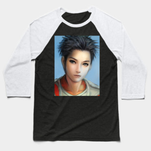 Black Hair Anime Boy Baseball T-Shirt