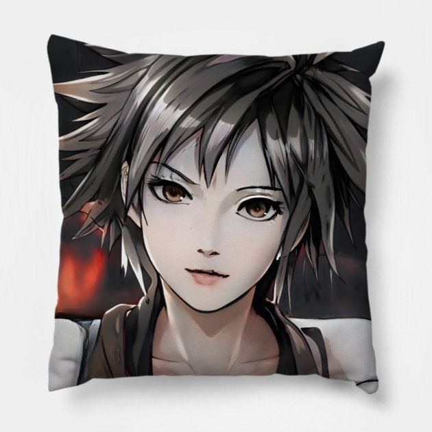 Black Hair Emo Anime Girl Pillow by animegirlnft