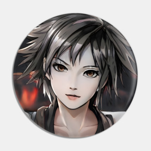 Black Hair Emo Anime Girl Pin