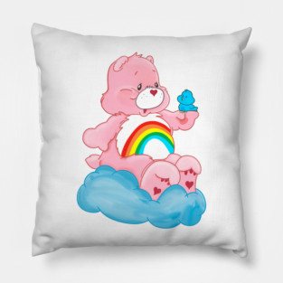 CARE Bear - Rainbow Cartoon, vintage, childhood, animated, 1980s cartoons, friendship, love Pillow