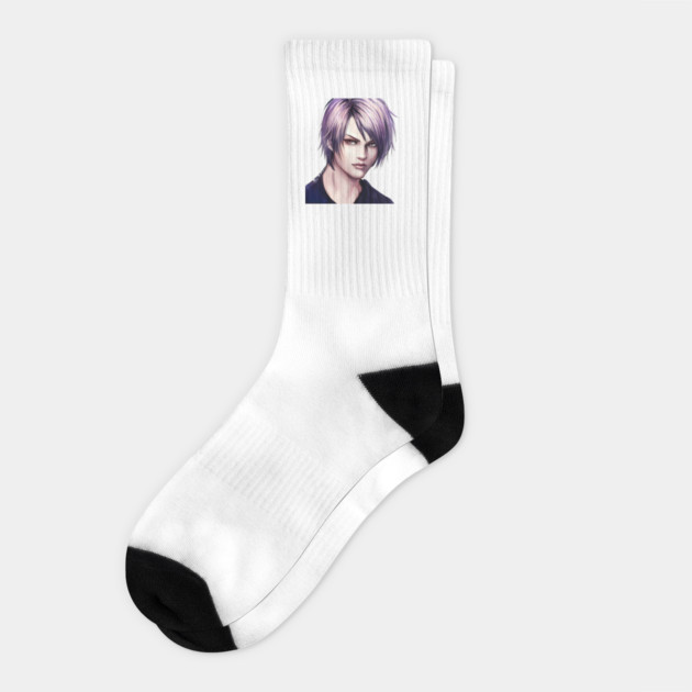 Purple Hair Anime Boy Socks by animegirlnft