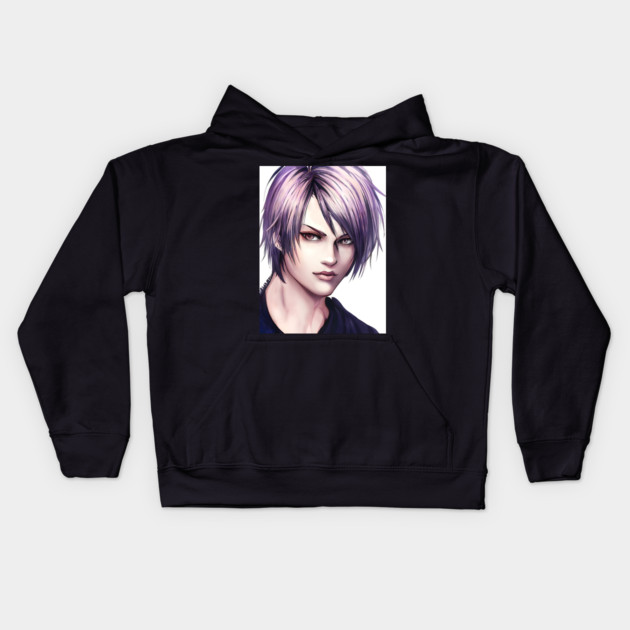 Purple Hair Anime Boy Kids Hoodie by animegirlnft