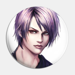 Purple Hair Anime Boy Pin