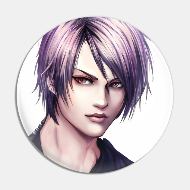 Purple Hair Anime Boy Pin by animegirlnft