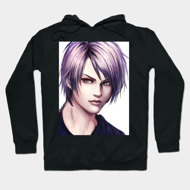 Purple Hair Anime Boy Hoodie by animegirlnft