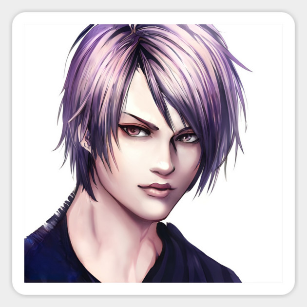 Purple Hair Anime Boy Sticker by animegirlnft