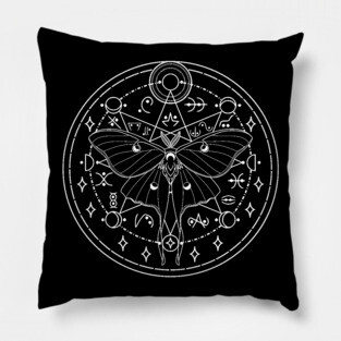 Luna Moth Moon Glyphs Pillow