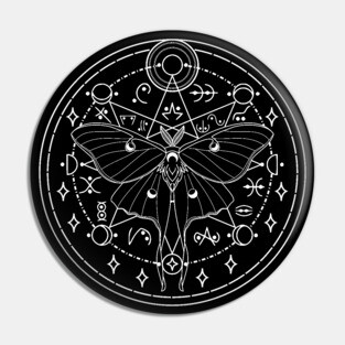 Luna Moth Moon Glyphs Pin